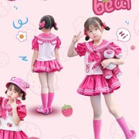 Bộ hai chiếc Thiết kế Đại Học mùa hè cho bé gái màu đỏ Lolita jk phong cách đại học trẻ em