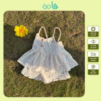 Bộ hai dây bé gái mặc hè xô muslin Áo Lá Homewear A121, đồ bộ hè bé gái quần đùi xô đũi babydoll dễ thương