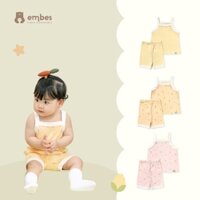 Bộ Hai Dây Cho Bé Embes, Bộ Quần Áo Hè Bé Gái Chất Thun Cotton Mát Lạnh Họa Tiết Size Từ 8-18kg