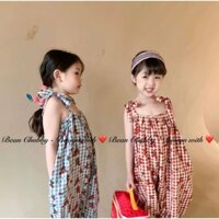 BỘ HAI DÂY JUMPSUIT LỬNG SỌC CARO CHO BÉ GÁI 1 ĐẾN 10 TUỔI
