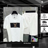 Bộ Hè Cộc Xốp Vân Nổi BH21 Bộ Quần Áo Tay Ngắn Dáng Rộng Thời Trang Phối Dây Rút Thời Trang Unisex Trend Cháy Phố