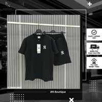 Bộ Hè Cộc Xốp Vân Nổi BH57 Bộ Quần Áo Tay Ngắn Dáng Rộng Thời Trang Phối Dây Rút Thời Trang Unisex Trend Cháy Phố