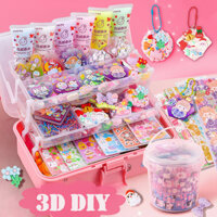 Bộ Hình Dán Sticker Tự làm Móc Khóa Miếng Dán Goo Trang Trí Sổ Tay Dễ Thương handmade DIY