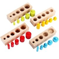 Bộ hình trụ có núm màu size nhỏ bản gia đình giáo cụ Montessori