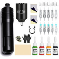 Bộ hình xăm Greleon Bộ máy xăm có giao diện DC Hình xăm không dây Power Súng xăm T-1004 Full Kit Hình xăm Bút điện quay