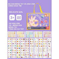 Bộ hình xăm và dán móng tay nail và tattoos chính hãng TOI an toàn, không trôi cho bé