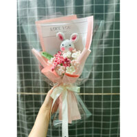 Bó hoa 15 bông lưu ly và Thỏ Trắng ( được mix màu theo yêu cầu)