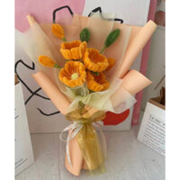 Bó hoa Anh túc cam, hoa handmade kẽm nhung