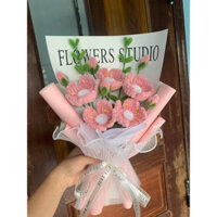 bó hoa anh túc kẽm nhung màu hồng xinh xắn