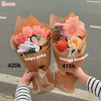 Bó Hoa bằng Len Tặng Bạn Gái Phụ Nữ Việt Nam Dễ Thương Thủ Công Handmade