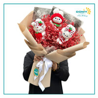 BÓ HOA BI KHÔ BABY MIX GẤU BÔNG TONE XÁM XINH XẮN