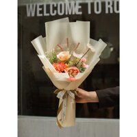 BÓ HOA _ BÓ HOA TONE CAM lụa cao cấp LÀM QUÀ TẶNG giấy gói các màu kèm túi giá rẻ thương hiệu 85florist