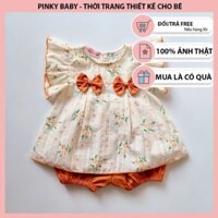Bộ Hoa Cam Cánh Tiên Cho Bé Gái Sơ Sinh 0-12 Tháng, Bodysuit Thiết Kế, Quà Đầy Tháng, Đầm Thôi Nôi
