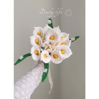 BÓ HOA CẦM TAY CHO CÔ DÂU HOA CƯỚI LILY TINH KHIẾT GIỮ MÃI MÃI KHÔNG HÉO HOA CƯỚI LEN