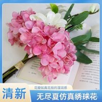 Bó hoa cầm tay hoa sen gỗ hydrangea phong cách Ins mới giá trị cao trang trí bàn ăn phòng khách hoa nhân tạo