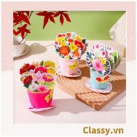 Bó Hoa Chúc Mừng Sinh Nhật, ngày lễ Bằng Giấy Cứng Cáp handmade 3D ba chiều thiệp chúc mừng Q1760