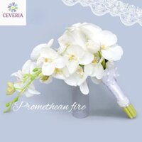 Bó hoa cưới siêu sang trong từ hoa lan cao su dành cho cô dâu CEVERIA