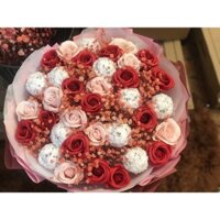 Bó hoa đèn phát sáng phối Bi khô cao cấp. Khách HN đặt qua Nowship nhận hàng ngay sau 1-2h