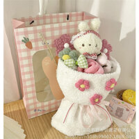 BÓ HOA GẤU BÔNG HOA MÂY - CÓ TÚI XÁCH