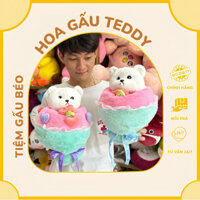 Bó hoa gấu bông teddy, hoa thỏ 2in1 đáng iu, Set hoa gấu bông quà tặng bạn gái dễ thương