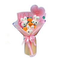 BÓ HOA GẤU BÔNG THỎ TRẮNG TẶNG EM