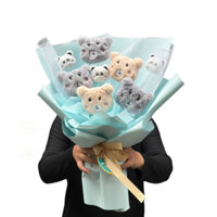 BÓ HOA GẤU BÔNG XANH DƯƠNG