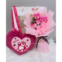 bó hoa gấu dâu +túi gấu dâu