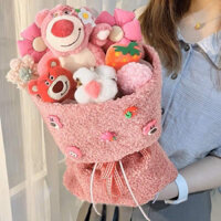 Bó Hoa Gấu Nhồi Bông Bọc Vải Dễ Thương (Tặng Kèm túi quà, thiệp và đèn led)