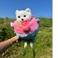 Bó hoa gấu quà tặng gấu bông size 40cm hàng quảng châu cao cấp