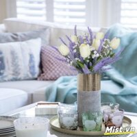 Bó hoa giả thực tế Hoa tulip giả tạo sắp xếp bàn hoa oải hương