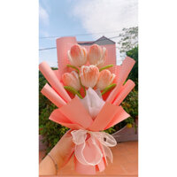 Bó hoa handmade, hoa tulip hồng kem xinh xắn, bó hoa tặng thầy cô và người yêu thương cho dịp đặc biệt