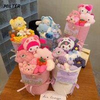 Bó hoa hình gấu dâu tây MILTER, Bó hoa búp bê sang trọng Sanrio Hello Kitty, Quà tặng sinh nhật Kawaii Hiệu trưởng Chó Kuromi Bó hoa nhân tạo Bạn gái
