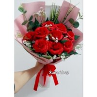 Bó hoa hồng giấy nhún 9 bông