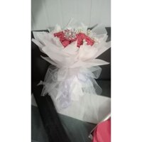 bó hoa hồng giấy nhún đỏ