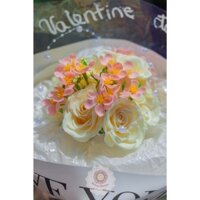 Bó Hoa Hồng Kem Lụa Cao Cấp - Trang Trí, Quà Tặng Bền Đẹp