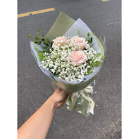 Bó hoa hồng kem mix baby