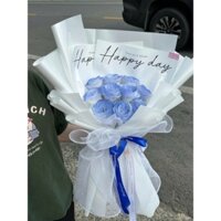 Bó hoa hồng loan xanh, hồng 10 hoa (tặng kèm túi và thiệp)