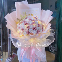 Bó hoa hồng mix 99 bông tặng kèm đèn nháy và thiệp