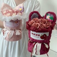 Bó Hoa Hồng Nhồi Bông Hình Gấu Dâu Lina Belle Đáng Yêu Dùng Làm Quà Tặng Valentine
