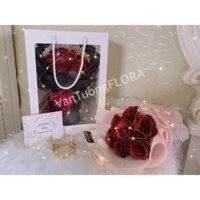 Bó Hoa Hồng Nhũ Kèm Kúi và Đèn Nháy