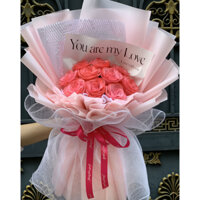 Bó hoa Hồng nhũ kim tuyến 10 bông 40x30cm, kèm túi v thiệp, đèn LED