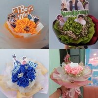 Bó hoa hồng ruy băng lụa handmade, làm quà tặng lưu niệm, sinh nhật