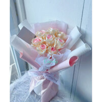 Bó hoa hồng ruy băng lụa