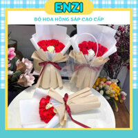 Bó Hoa Hồng Sáp Cao Cấp Enzi Tặng Quà, Sinh Nhật Sang Trọng Gói Giấy Xốp Hàn Kèm Túi và Thiệp Giá Sỉ