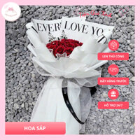 Bó hoa hồng sáp đỏ 30 bông viền ngọc
