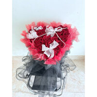 bó hoa hồng sáp, hoa hồng nhung trái tim quà tặng người yêu, vợ, em iu