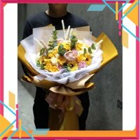 Bó hoa hồng sáp mix hoa lụa siêu to,siêu sang - Kho Sỉ Tuyên Quang