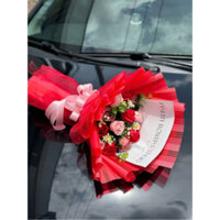 BÓ HOA HỒNG SÁP MIX MÀU GIẤY ĐỎ SANG CHẢNH