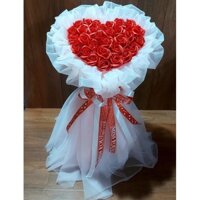 Bó hoa hồng sáp Thơm 25 bông kèm đèn led bọc voan (ảnh thật 100%) + tặng thiệp