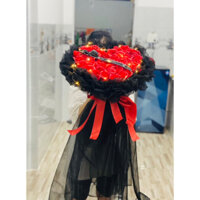 Bó Hoa Hồng Sáp Thơm 30 bông (Tặng Kèm Đèn Nháy) Bọc Voan Đen